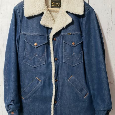 Vintage Wrangler Wrange Coat Sherpa Lined Denim Jacket Snap 