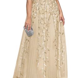 Beautiful gold sequence embroidered formal dress