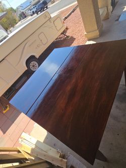 Dark Wood Dining Table with Leaf Extensions