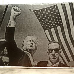 13"x9" Iconic Trump Photo Engraved Slate