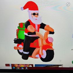 Blow Up Santa Claus On Motorcycle