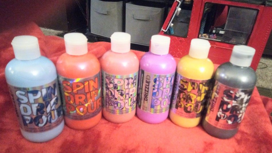 Spin Drip Pour Acrylic Paint 9 Fl Oz Bottles Brand New