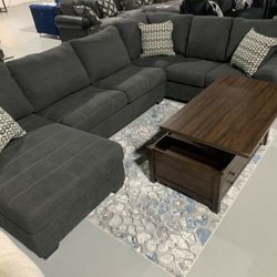 Discounted Price Ambee Slate Gray Deep Seating Cozy Sectional Large Sectional Couch With Chaise 