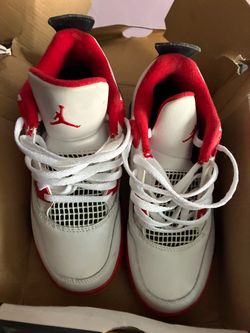 Air Jordan 4 White Red Sneakers Sz 2Y