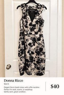 Donna Ricco Floral Sheath Dress Size 6