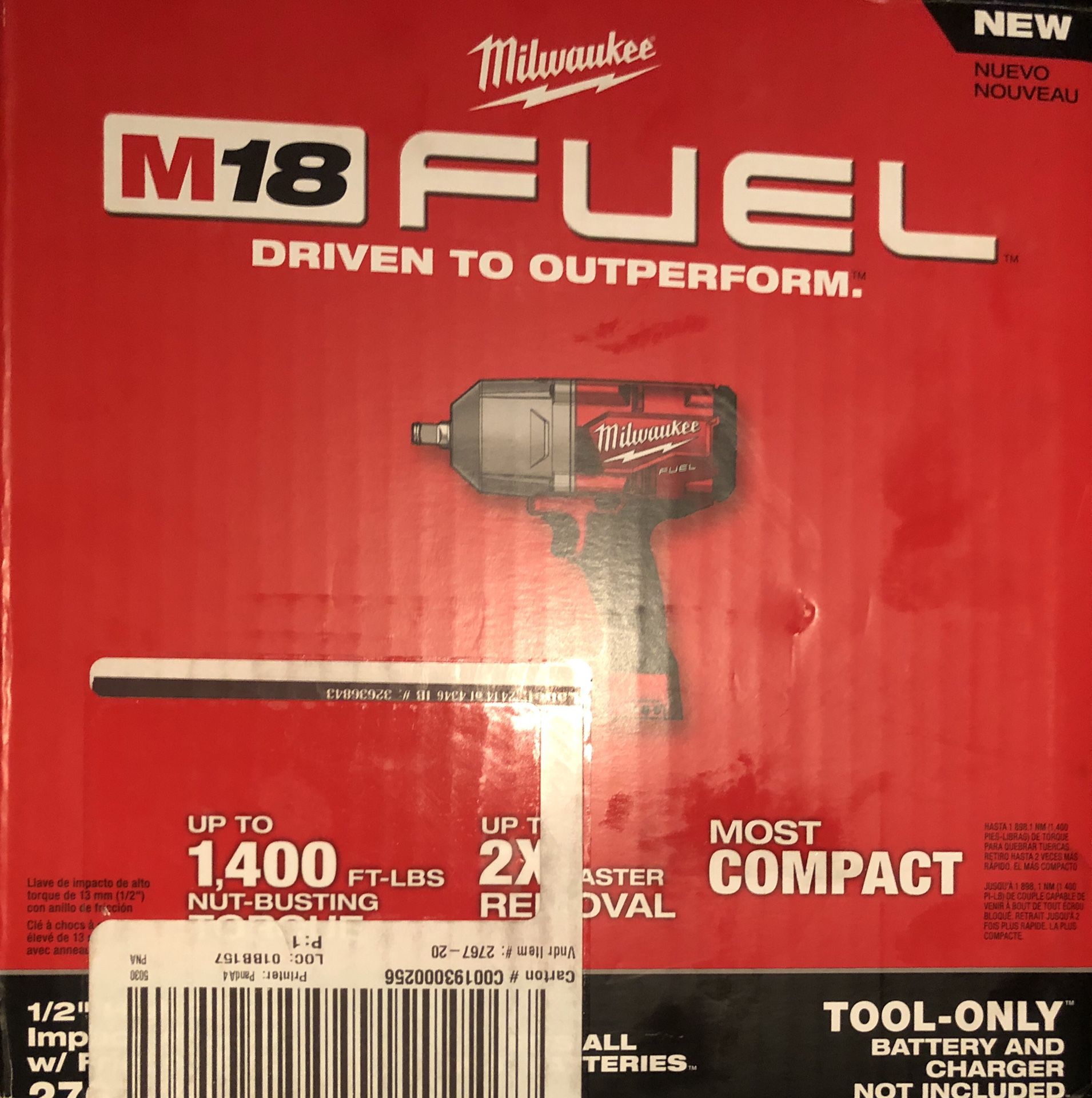 Milwaukee 1/2” high torque impact wrench NEW