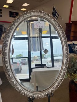 Oval silver mirror/ mirror