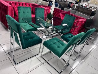 Gorgeous Dining Set With Green Velvet Chairs đź’šđź’š