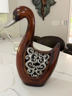 Decorative Swan Figurine with Scroll Detail