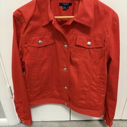 Ladies Chaps Red New Denim Jacket SZ L