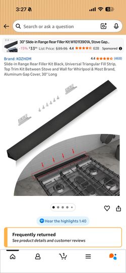 Slide-In Range Rear Filler Kit – Black (Universal)