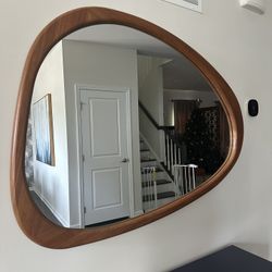 Mid-Century Asymmetrical Wood Wall Mirror - 39"W x 45"H