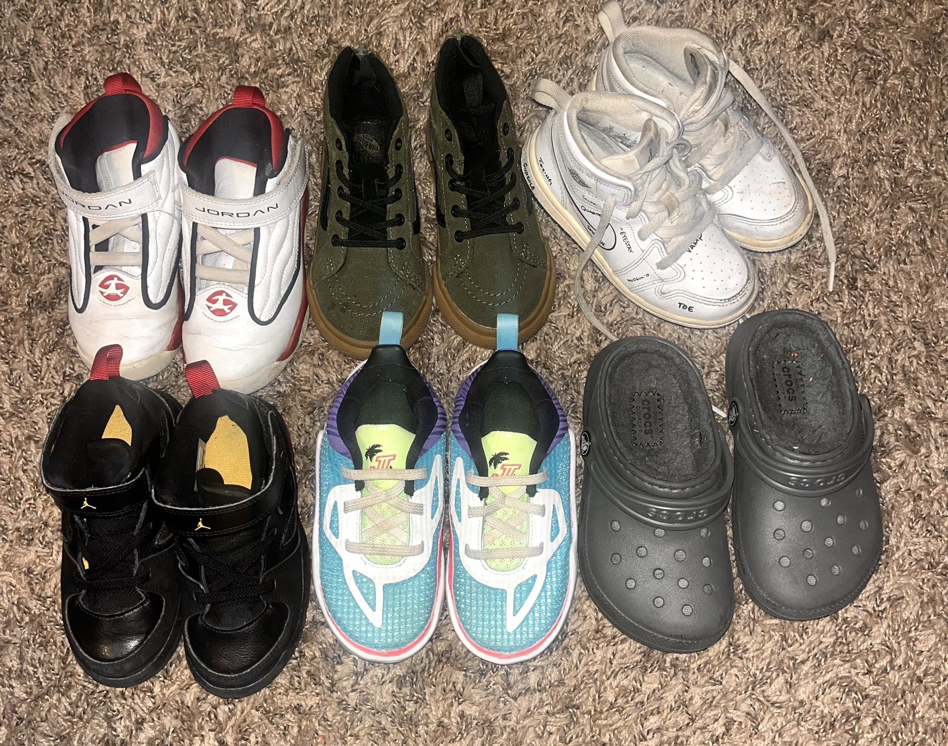 Size 9c Jordans, Vans, And crocs
