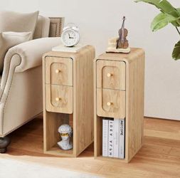 Modern Wood 2-Drawer Nightstands Set of 2