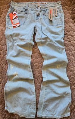DKNY Jeans Womens Juniors Size 25 26 27 29 Light Blue Wash Low Rise Flare Stretch Denim NWT