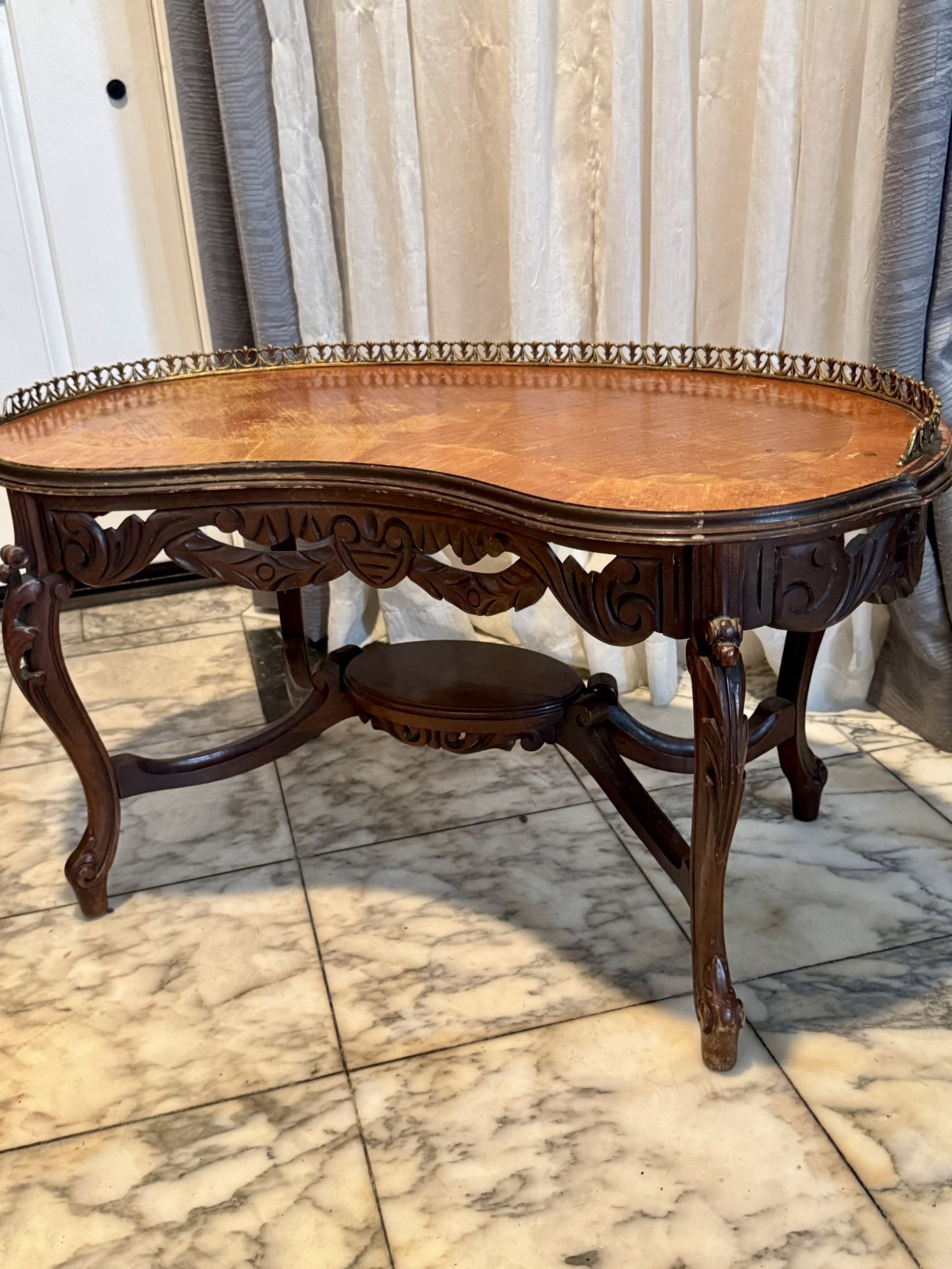 Crafted Antique Table “Easel-shaped” Carved Wood!