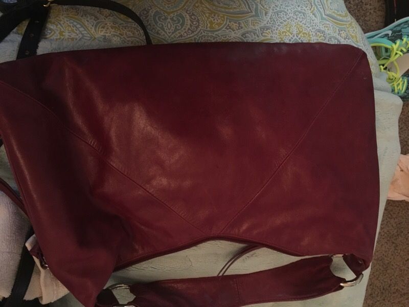 Burgendy leather hobo bag