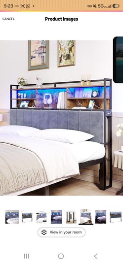 King size headboard w outlets and led lights