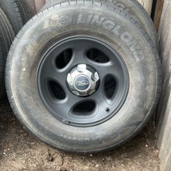 Ford  16”  Tires  Rims. Center Caps  And Lug Nuts  Set Of Four Tires 
