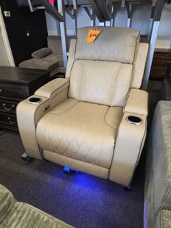Brand New Power Recliner Beige Faux Leather $399