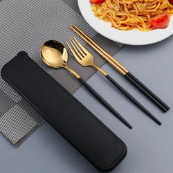 Cutlery Three-Piece Stainless Steel Portable Spoon Fork Chopsticks Set