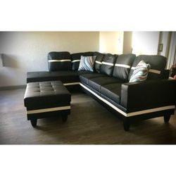 3 piece living sectional sofa with storage ottoman