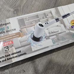 New never used rechargeable cleaning brush with 7 attachment cleaning heads and extends up to 50in.