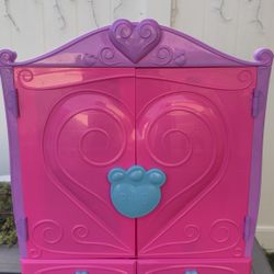 Selling pink doll cabinet, 22x18.5x9.5 inches.