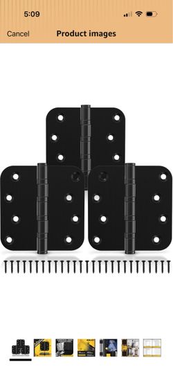 Rounded Matte Black Door Hinges 3.5 Inch 5/8" Lasting No Squeak 48 Pack Mute Ball Bearing Interior Building Flat House Home Villa Farmhouse Barn Bath 