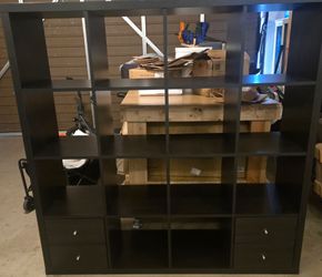Dark Brown Cube Shelving Unit with Drawers
