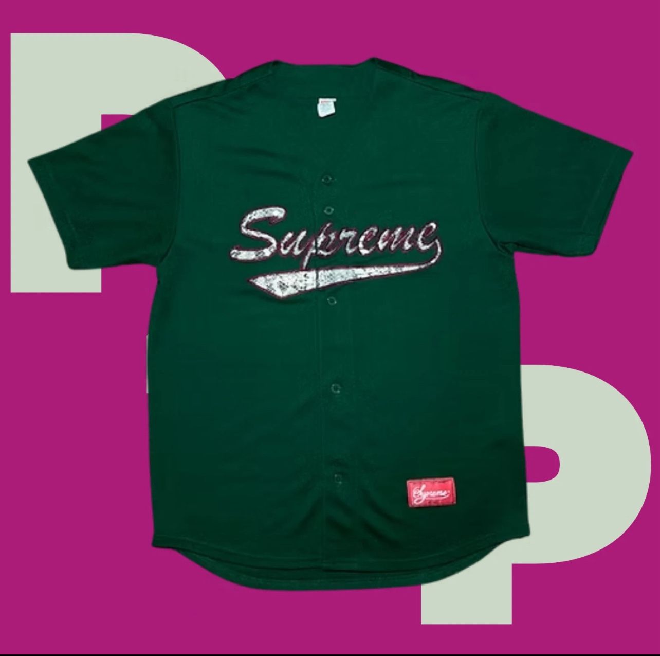 Supreme Snake Script Logo Baseball Jersey (Large)