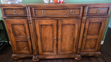Solid wood cabinet with side table