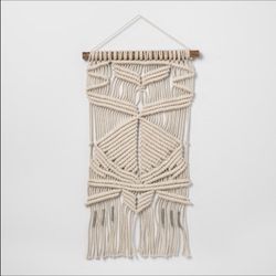 Target Opalhouse Macrame Hanging Tapestry Woven Knotted Cotton Wall Art Home Decor Cream/Gray