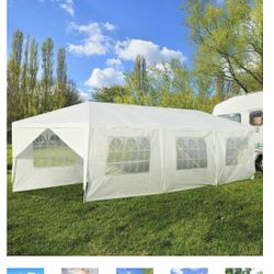 10'x 30' White Gazebo Wedding Party Tent Canopy With 6 Windows & 2 Sidewalls-8