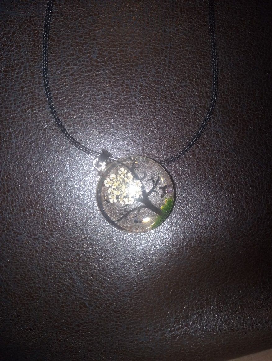 Tree Butterfly Flower Bubble Double Sided Clasp Necklace