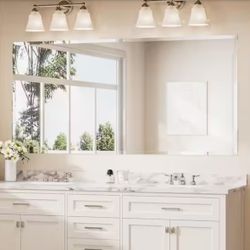 KeonJinn 72 in. W x 36 in. H Rectangular Beveled Frameless Wall Mount Bathroom Vanity Mirror Decorat
