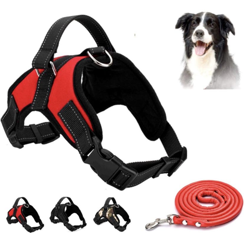 XL Dog Harness No Pull Pet Harness 3M Reflective Adjustable Outdoor Pet Vest for Dogs, Pet Harness for Small Medium Large Dogs With Dog Rope