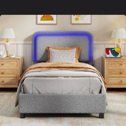 Grey LED Twin Bed