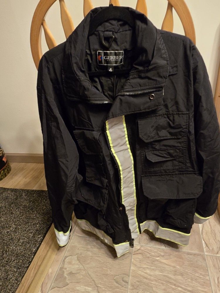 JACKET MEN'S GERBER, MEDIUM -BLACK JACKET WITH HIGH VIZ