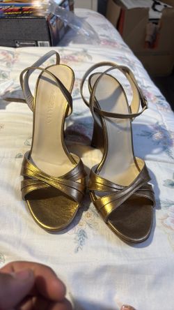 Burberry Bronze Leather Strappy Wedge Heels Ankle Strap Buckle Open Toe 36.5