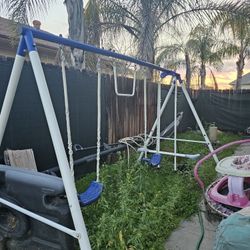 Metal Swing Set With Slide (Unattached)