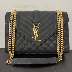 YSL ENVELOPE SMALL IN QUILTED GRAIN DE POUDRE EMBOSSED LEATHER