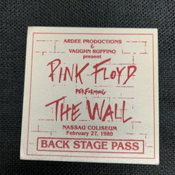 Vintage Pink Floyd The Wall Back Stage Pass