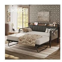 Twin Bed /Day Bed W/ Pop Up Trundle Bed 