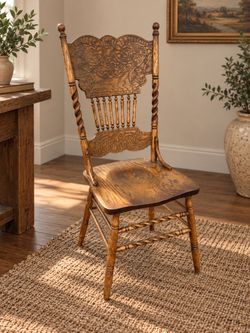 Antique Oak Press-Back Dining Chair