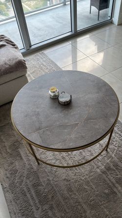 Coffee Table Round Gold and Gray