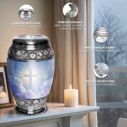 Cross Decorative Cremation Urns for Ashes Adult Male & Female Includes 1 Large Urn with  in its new box