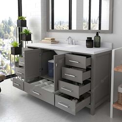 Brand New 60' Vanity With Dazzle Top And Faucet.