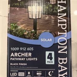 Hampton Bay 4-Pack Black LED Weather Resistant Outdoor Solar Path Light