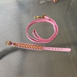 NEW Pink studded dog 12 In. collar. 48 Inch Lease. 15$. OBO
